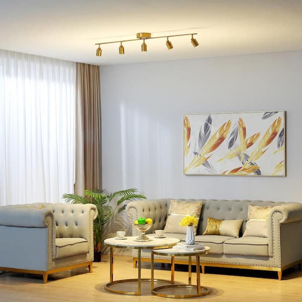 Shura 5-Light Brushed Brass Integrated LED Track Light with Rotatable Heads, 4 ft. Track Lighting Kit, 3000k, 2450 Lumen