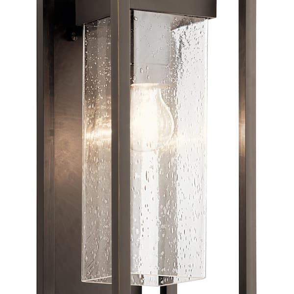 Mercer 16 in. 1-Light Olde Bronze Outdoor Hardwired Wall Lantern Sconce with No Bulbs Included (1-Pack)