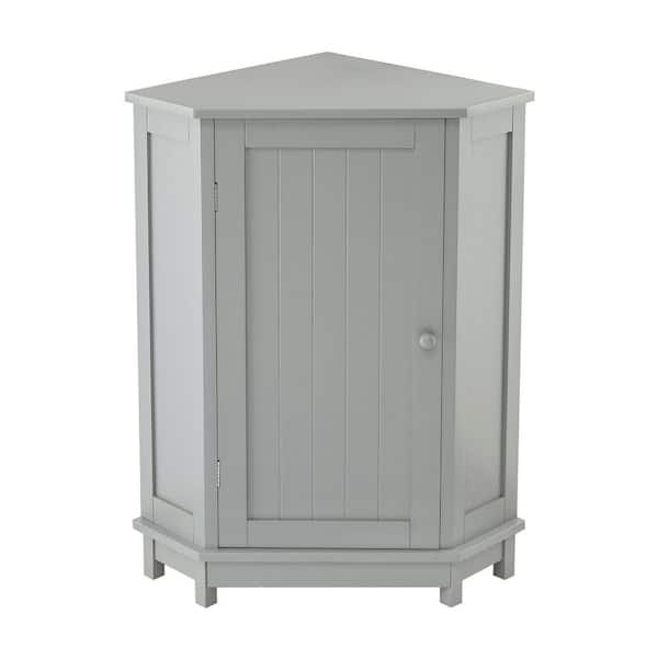 17.5 in. W x 17.5 in. D x 31.4 in. H Gray Wood Triangle Corner Linen Cabinet with Adjustable Shelf