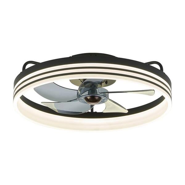 Pacific Core 20 in. Low Profile Ceiling Fan with Lights and Remote, Indoor Flush Mount Enclosed Ceiling Fan for Bedroom-Black