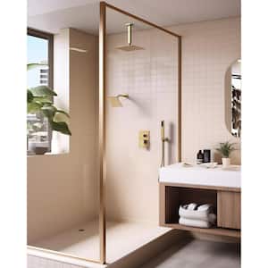 3-Spray Dual Wall Mount Fixed and Handheld Shower Head 3 in 1 2.5 GPM in Brushed Gold