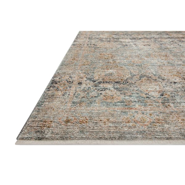 Jean Stoffer Katherine Ocean / Coral 9 ft. 6 in. x 13 ft. 1 in. Traditional Area Rug