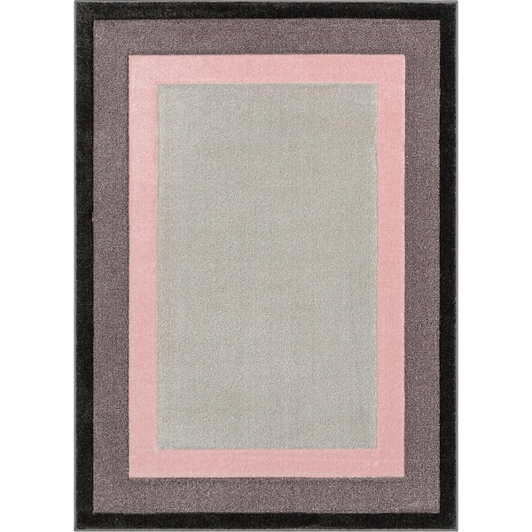 Well Woven Astrid Arian Modern Border Blush 2 ft. 3 in. x 7 ft. 3 in. Runner Area Rug