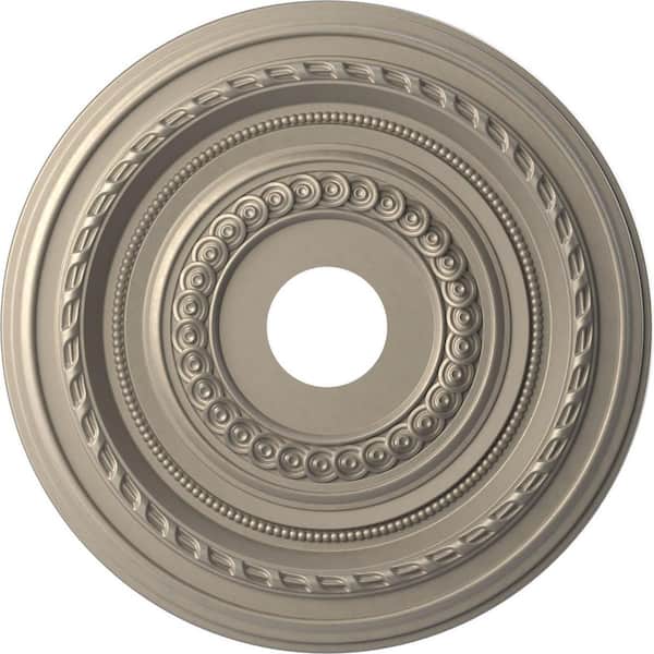 Ekena Millwork 1 in. x 19 in. O.D. x 3-1/2 in. I.D. P PVC Ceiling Medallion Fits Canopies Upto 5-1/8 in. Metallic Silver Metallic