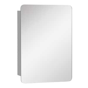 18 in. W x 26 in. H Bathroom Silver Recessed/Surface Mount Medicine Cabinet with Mirror, Storage Shelf, Stainless Steel