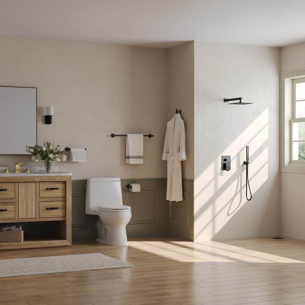 Matte Black 10-Inch Rainfall Shower System with Handheld Spray