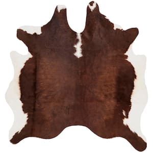 Cow Hide Brown/White 4 ft. x 6 ft. Animal Print Area Rug