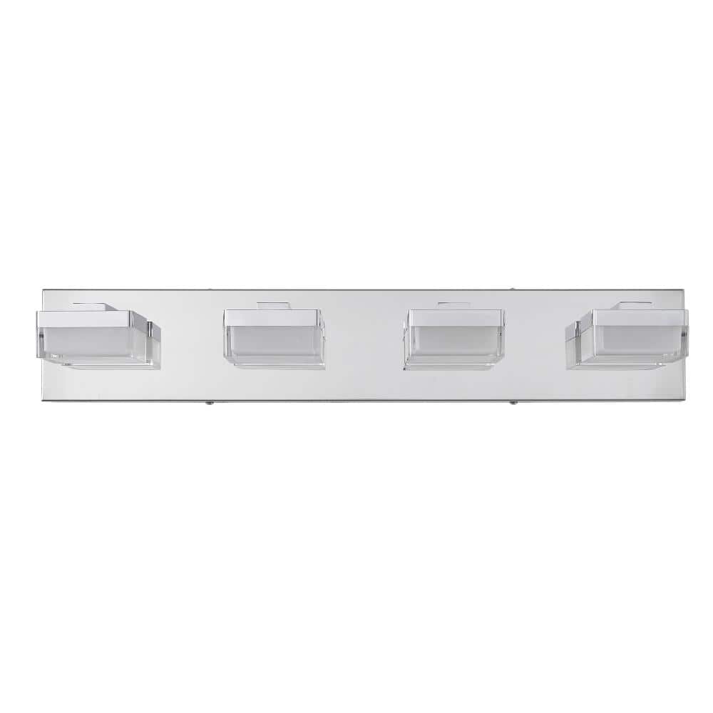 24.8 in. 4-Light LED Chrome Bathroom Vanity Light Strip 6000K Dimmable with Acrylic Shade price history on PriceWatchPro