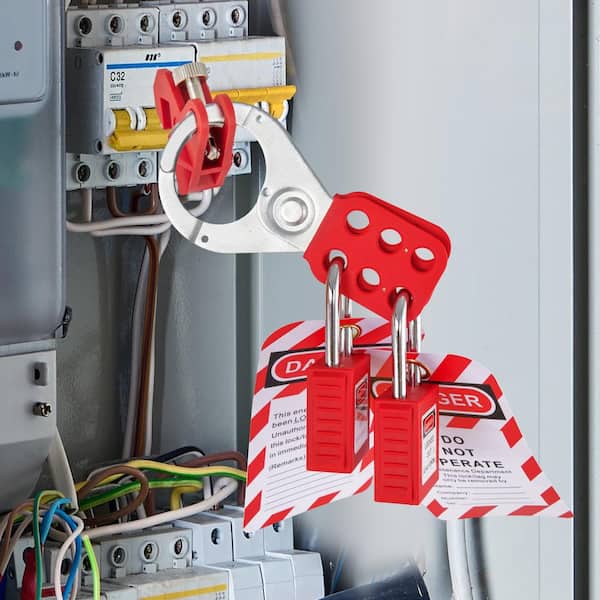 Lockout Tagout Station 43 Pcs Electrical Safety Lock Set Includes Padlocks, 5 Kinds of Lockouts, Hasps, Tags,Tie, Box
