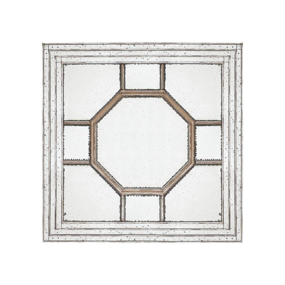 Silver 48 in. W x 48 in. H Bohemian Square MDF Framed Mirror Wall Mirror Wa