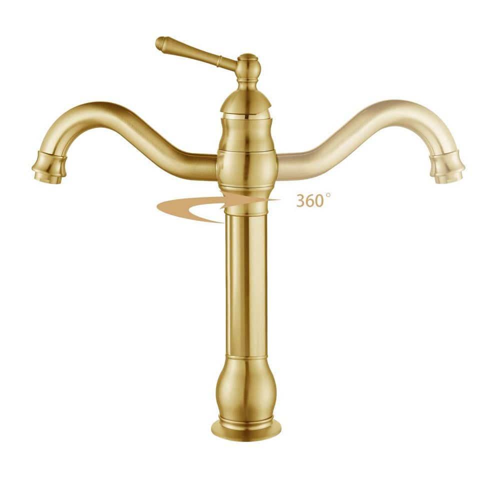 Single-Handle Single Hole Swivel Spout Bathroom Vessel Sink Faucet With Pop