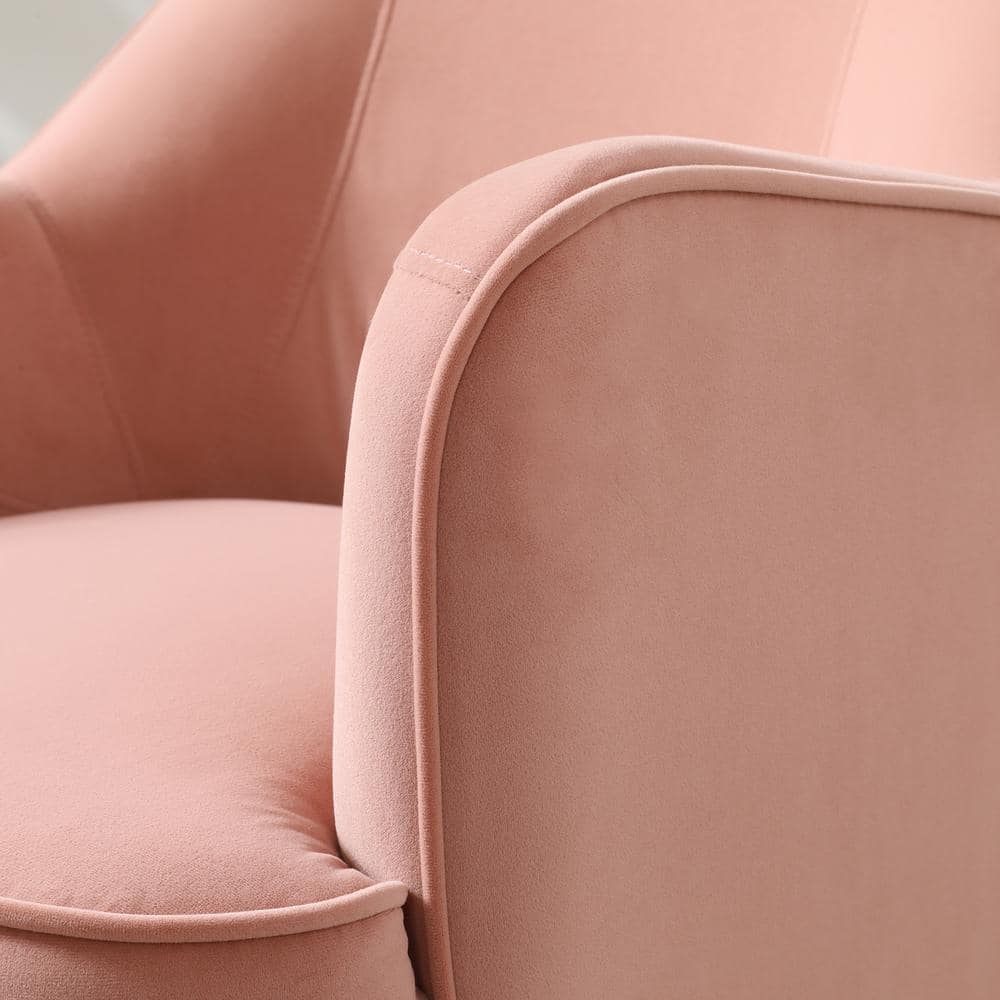 Pink Velvet Swivel Accent Chair with Metal Frame