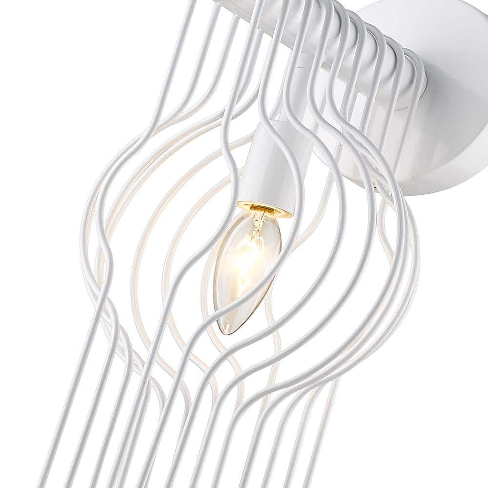 Sleek White Steel Dimmable Wall Sconce, 7.75in