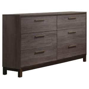SignatureHome Finish Antique Grey Material Wood Dresser with 6 Drawer Only Dresser Dimensions: 15.5"W x 59"L x 36"H