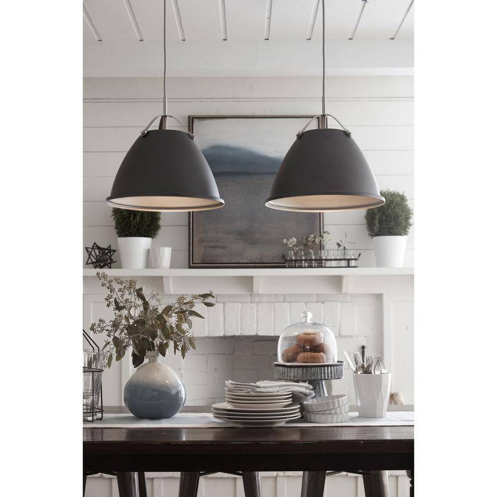 Graphite and Silver 15" Steel Pendant Light