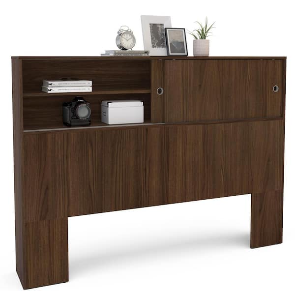 Polifurniture Victoria 3-Piece Walnut Wood Queen Size Bedroom Nightstands (Set with 2)