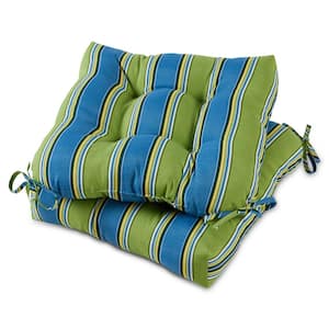 Cayman Stripe 20 in. x 20 in. Tufted Square Outdoor Seat Cushion (2-Pack)