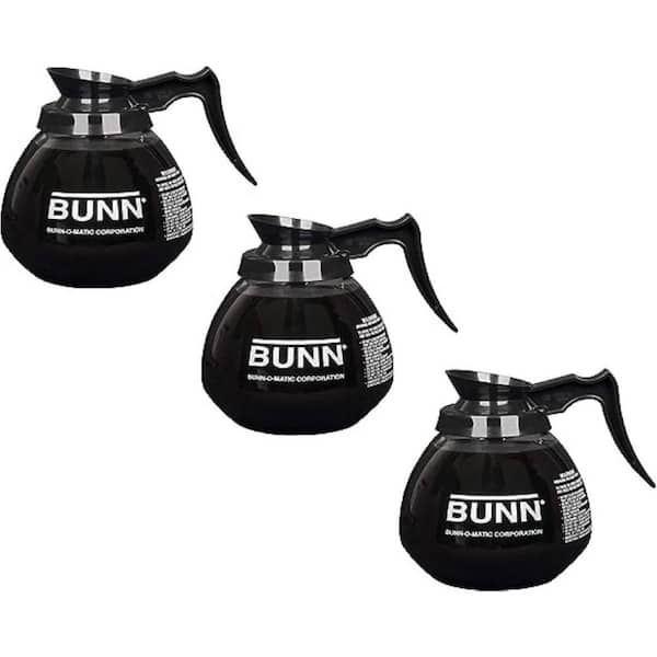 Bunn 12-Cup Commercial Glass Decanter with Black Handle, (3 pack)