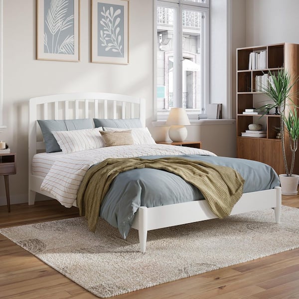 Quincy White Solid Wood Frame Full Low Profile Platform Bed