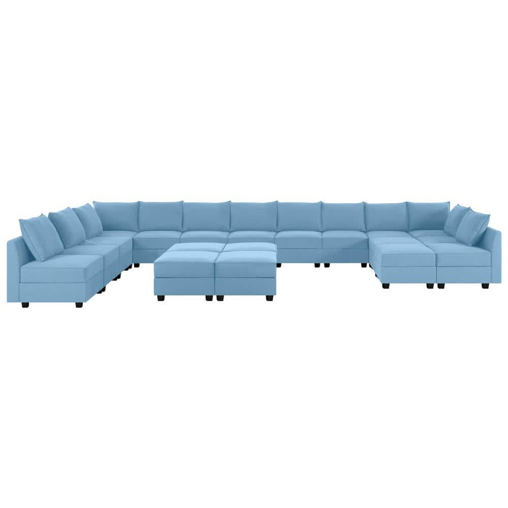 Reviews for MAYKOOSH Contemporary 13-Seater Robin Egg Blue Linen ...