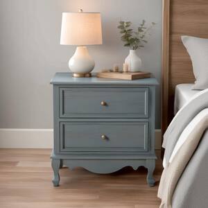 Elpenor 24"Wx16"Dx24"H Tall 2 - Drawer Blue Nightstand Set of 2