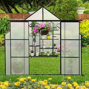 94.50 in. W x 121.25 in. D x 89.50 in. H Outdoor Walk-in Aluminum Black Greenhouse