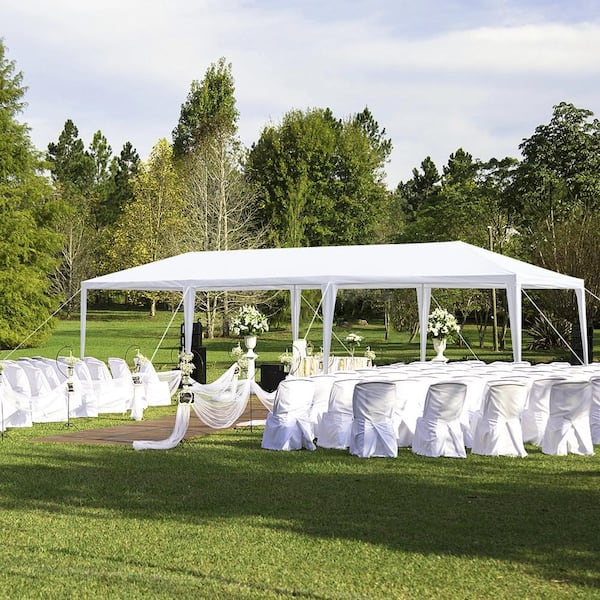 ATENGNES 10 ft. x 30 ft. Outdoor White Patio Camping Heavy