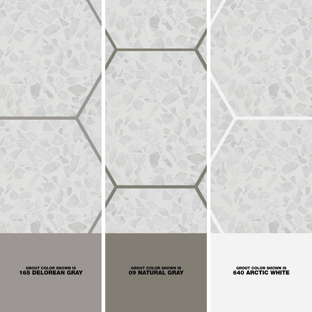 Fusion Hex Gray Terrazzo Matte Porcelain Floor and Wall Tile