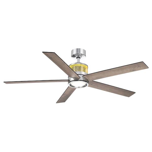 Sereno 56 in. Indoor Chrome DC Motor Ceiling Fan with Adjustable White LED with RBG Uplight with Remote Included