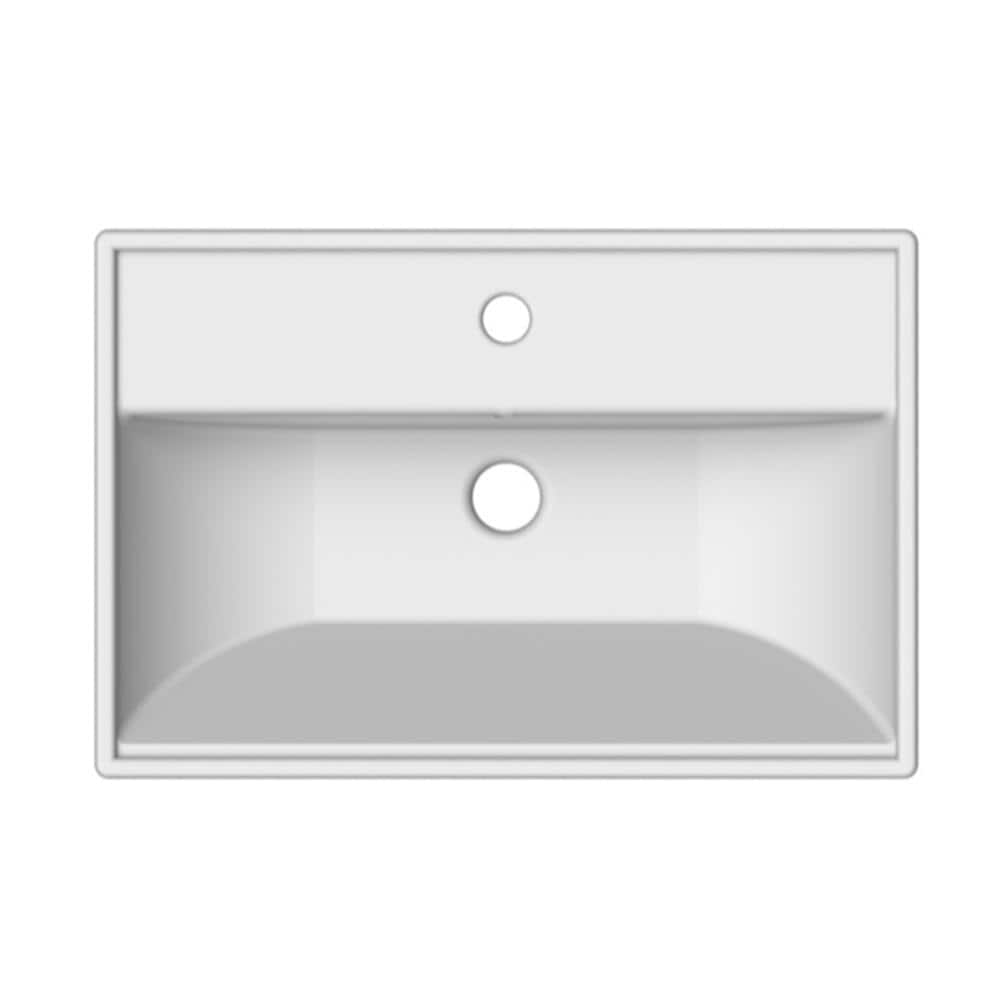 Scarabeo Glossy White Ceramic Wall-Mount Bathroom Sink with Overflow