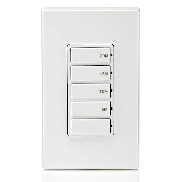 Decora 15 Amp 30-Minute Indoor In-Wall Timer Switch, 1/2 HP/9.8Amp Fan/Motor, No Neutral Required, Single-Pole, White