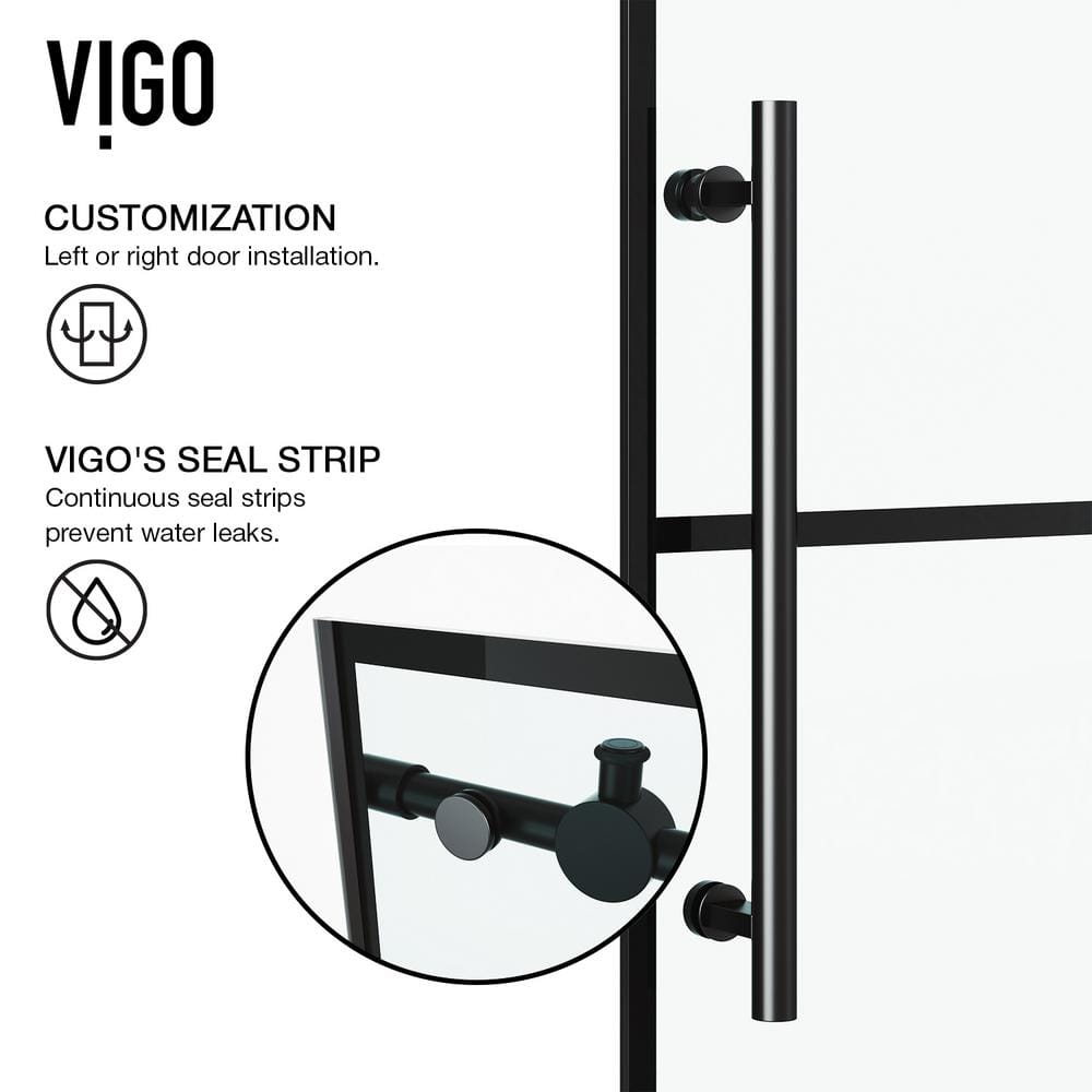 Elan 56-60" Matte Black Frameless Sliding Shower Door with Clear Glass