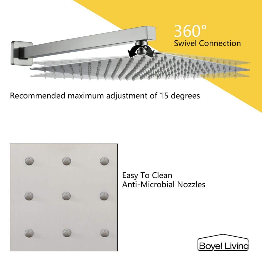 Brushed Nickel Wall Mounted Rainfall Shower System with Handheld