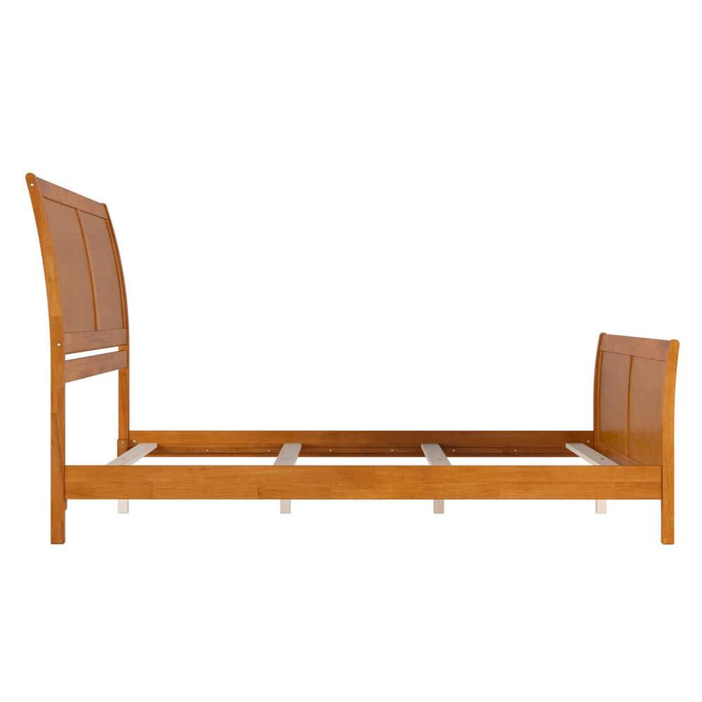 Portland Queen Light Toffee Wood Sleigh Bed Frame