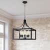 Hampton Bay Boswell Quarter 20 in. 5-Light Distressed Black Farmhouse Pendant for Kitchen or Entryway 7949HBDBDI