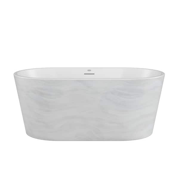 CELESTE 59 in. x 32 in. Soaking Bathtub with Center Drain in White