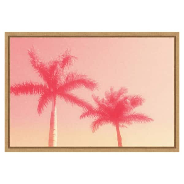 Amanti Art Palm Trees in Pink by Graphite Studios 23 in. W x 16 in. H Canvas Wall Art Print Framed in Brown