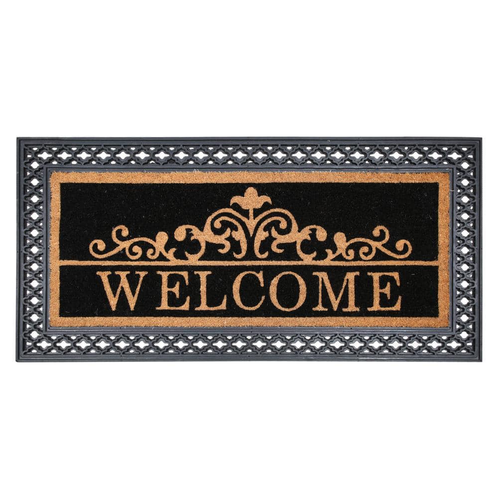 Chesapeake Black and Natural Coir Rubber Outdoor Doormat 22" x 47"