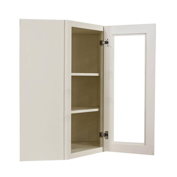 LIFEART CABINETRY Princeton Assembled 24 in. x 36 in. x 15 in. Wall Diagonal Mullion Door Cabinet with 1-Door 2-Shelves in Off-White