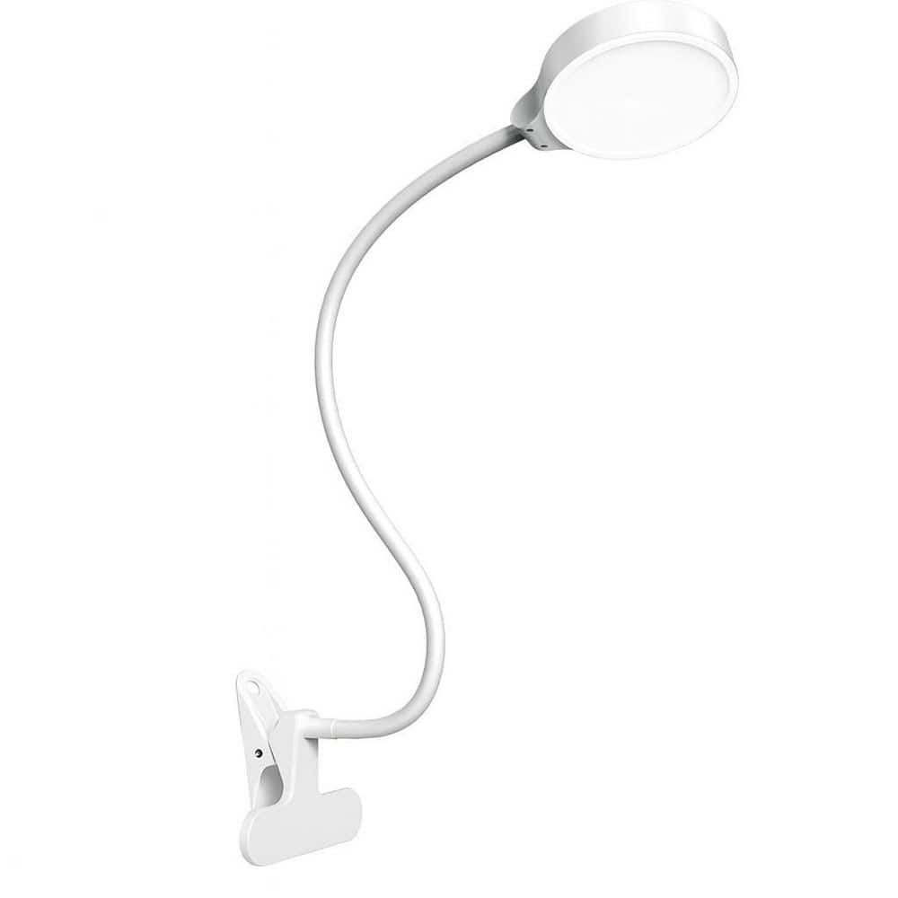 BeamBox 22in. White Gooseneck LED Clip-On Desk Lamp with 3 Color