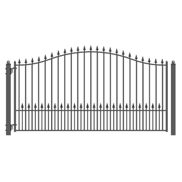 ALEKO Munich Style 14 ft. x 6 ft. Black Steel Single Swing Driveway Fence Gate