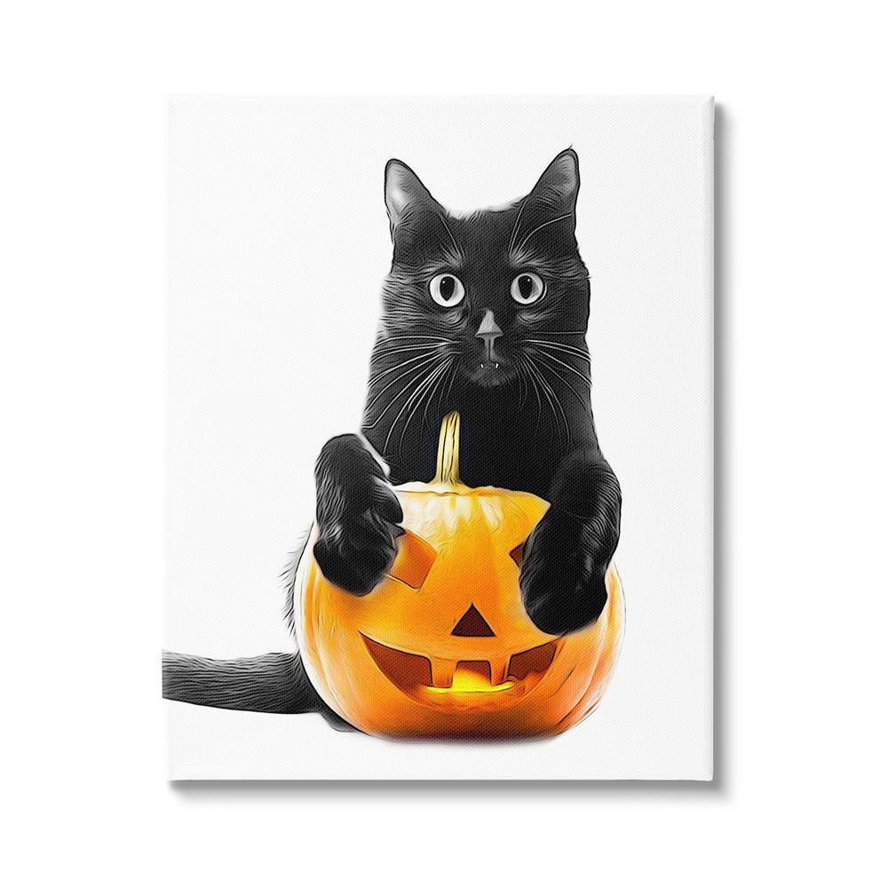 Black Cat and Jack-o-Lantern by Annalisa Latella 1-Piece Unframed Graphic Print Animal Poster Art Print 48 in. x 36 in. price history on PriceWatchPro