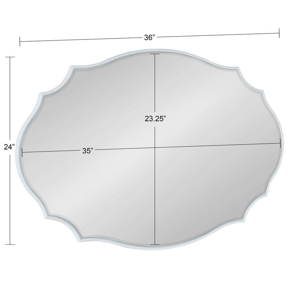 Elegant Full-Length White Wood Mirror with Scalloped Edges