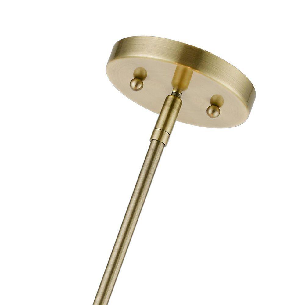 Mini Monroe Antique Brass 4-Light Drum Pendant with Oatmeal Shade