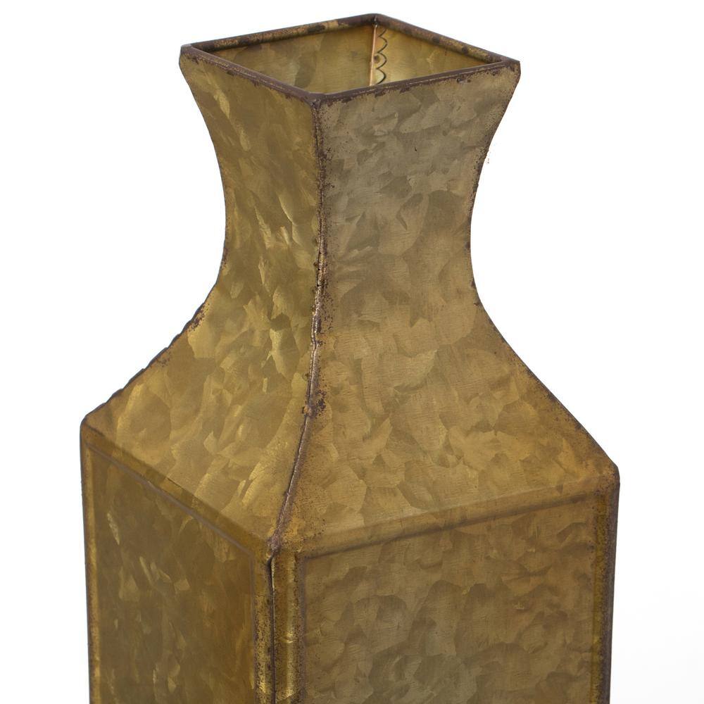 Antique Gold Textured Metal Bottle Shape Floor Vase, Small