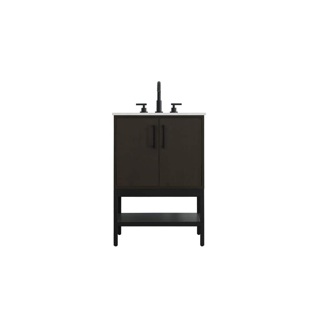 24 in. Single Sink Mocha Brown Bath Vanity with White Engineered Marble Top price history on PriceWatchPro