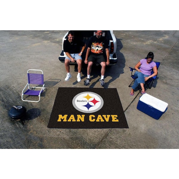 Pittsburgh Steelers Black Man Cave 5 ft. x 6 ft. Area Rug