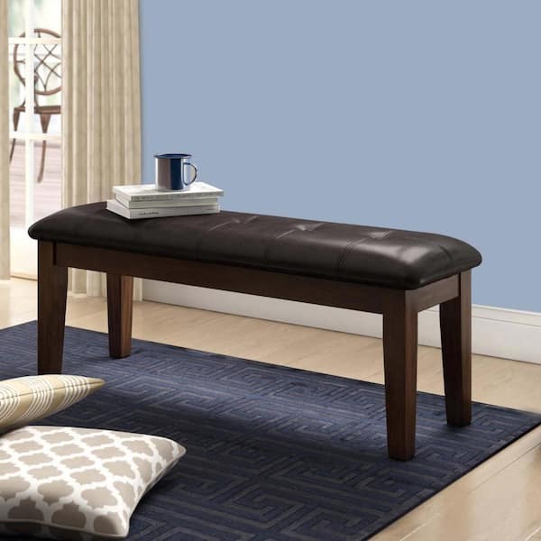 Benjara 47.5 in. Brown Backless Bedroom Bench with Button Tufted Seat