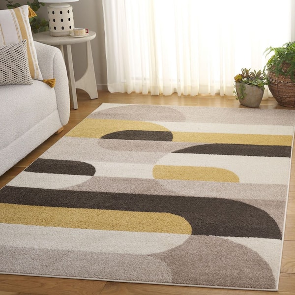 Adirondack 5 ft. x 7 ft. Beige/Yellow Geometric Parallel Area Rug