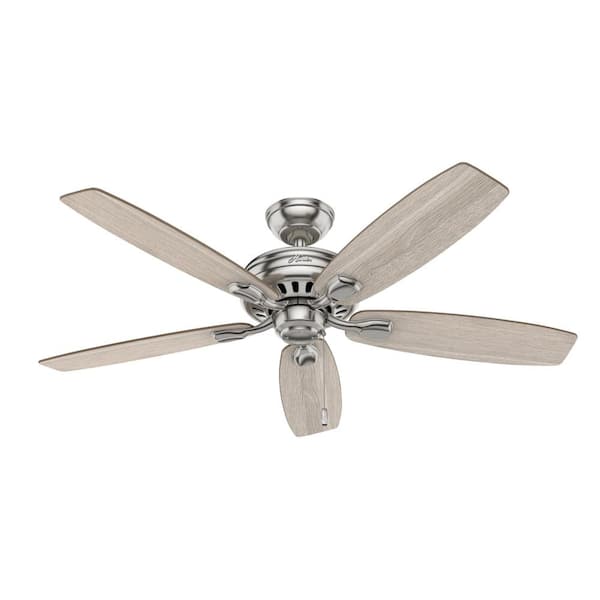 Hunter Stratford 52 in. Indoor Brushed Nickel Ceiling Fan For Bedrooms